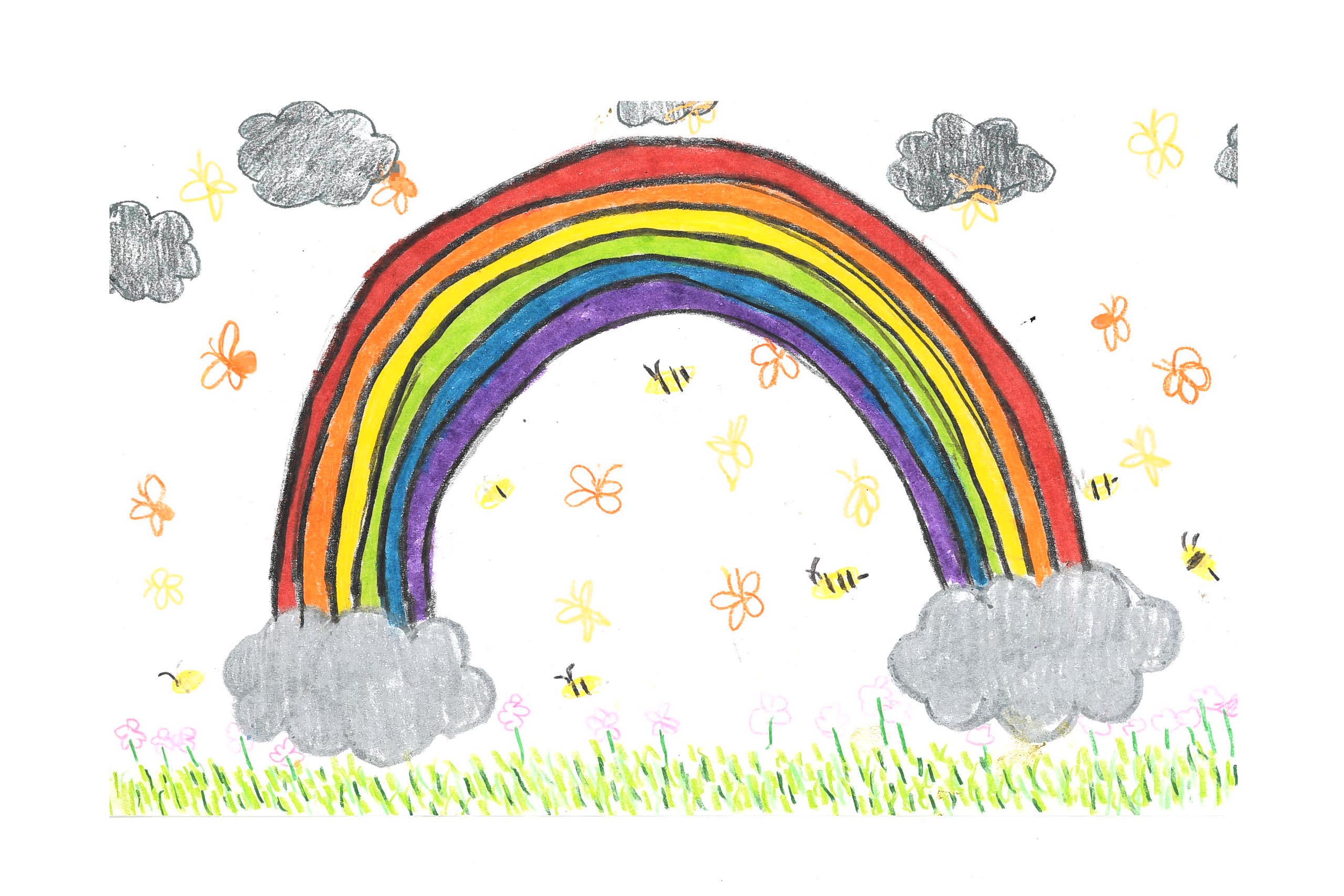child's drawing of a rainbow