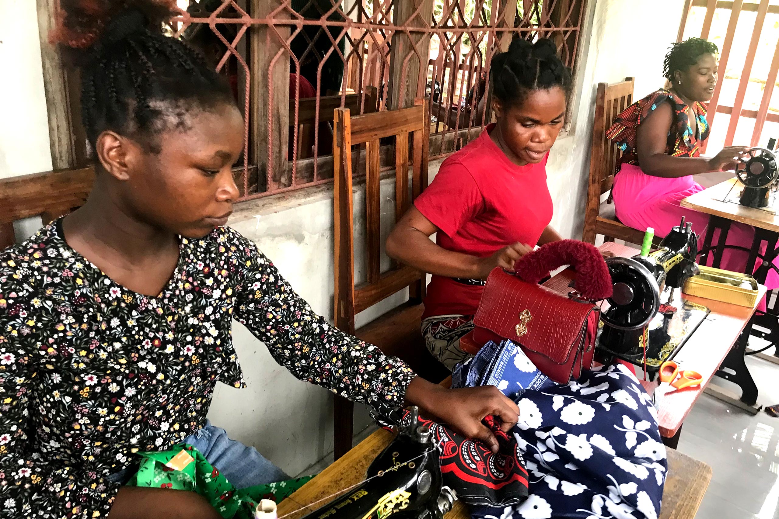 3 women in Mozambique sewing